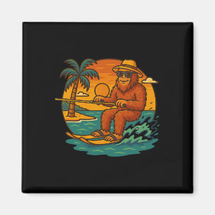 Imán Bigfoot Esquí Acuático Verano Atardecer Gráfico de