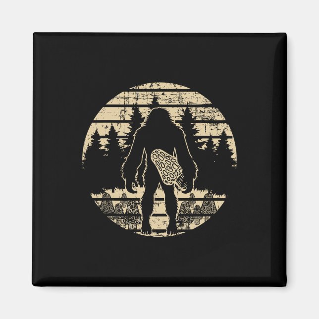 Imán Bigfoot Morel Mushroom Foraging Mycology Shroom Hu (Frente)