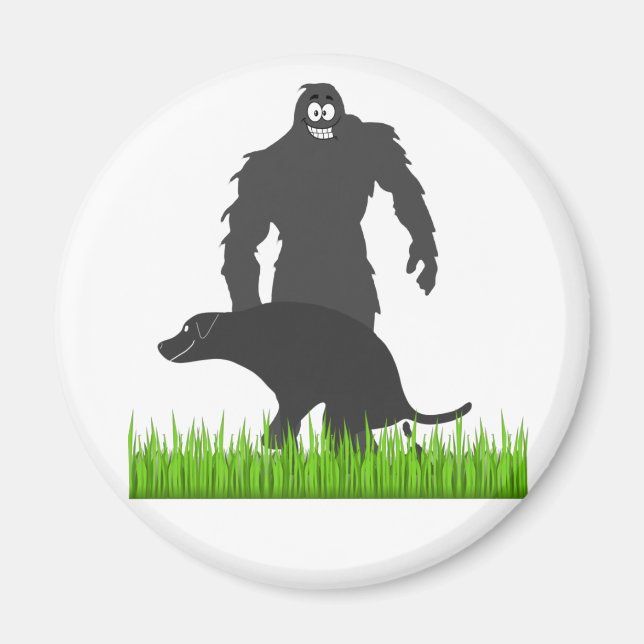 Imán Bigfoot paseando a su perro (Frente)
