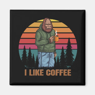Imán bigfoot relajante bebida café retro