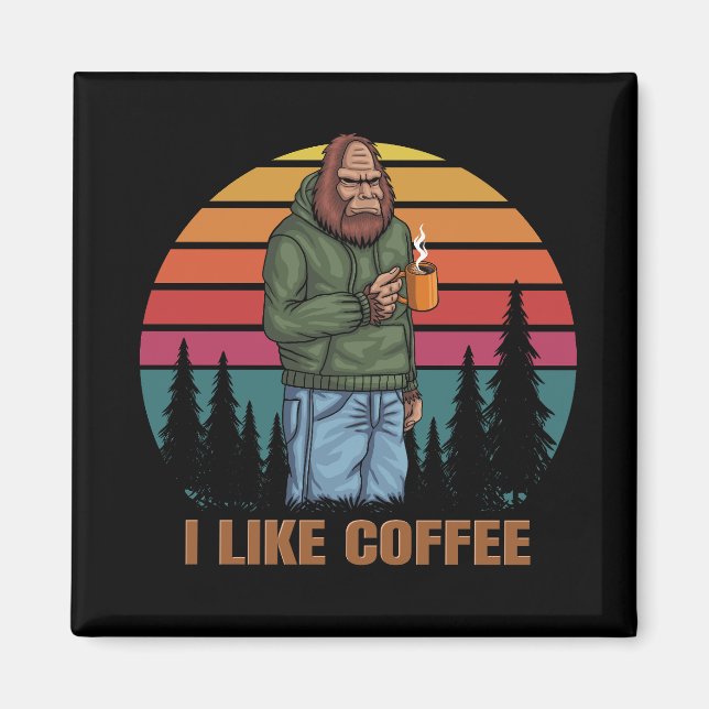 Imán bigfoot relajante bebida café retro (Frente)