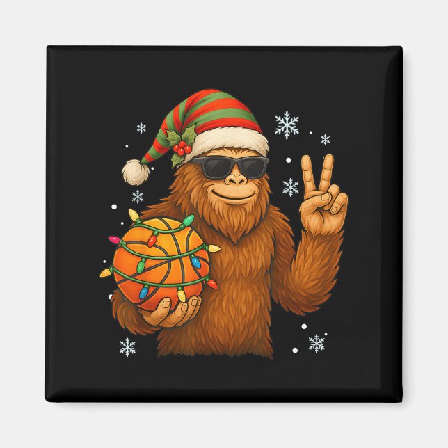 Imán Bigfoot Santa Basketball Christmas  (Frente)