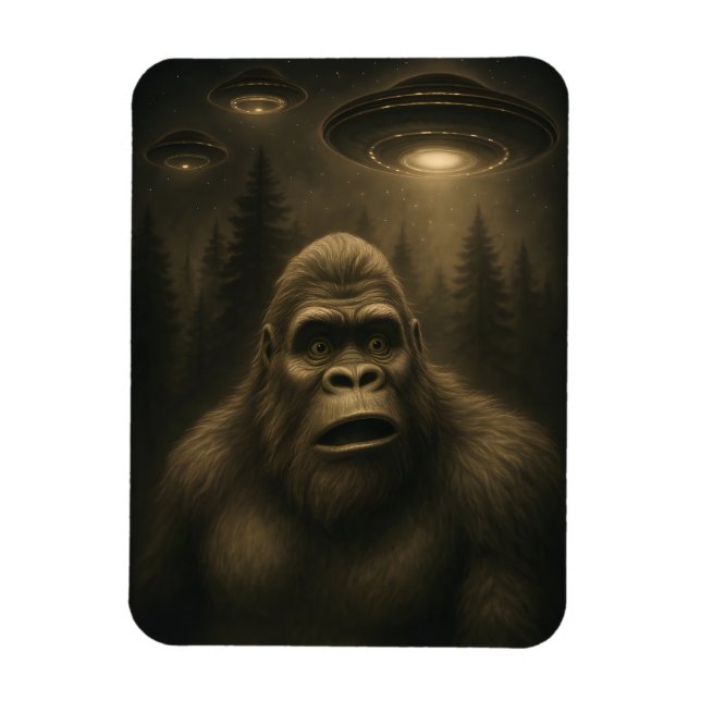 Imán Bigfoot Sasquatch Alien UFO Funny (Vertical)