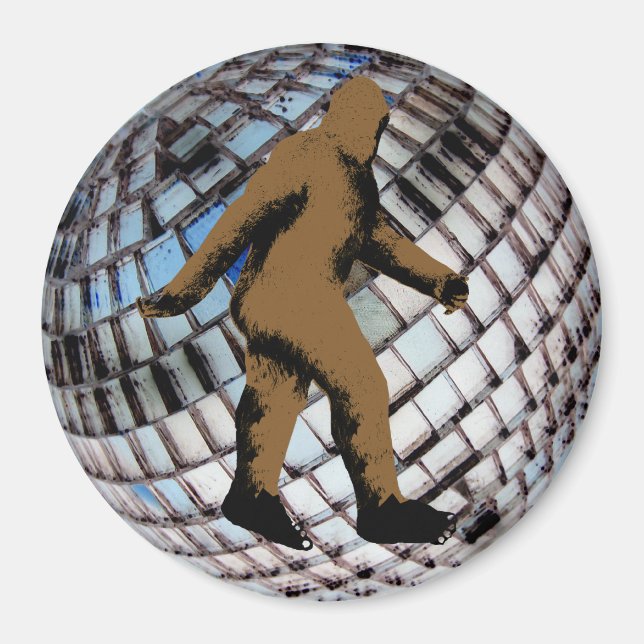 Imán Bigfoot Sasquatch en Disco Ball (Frente)