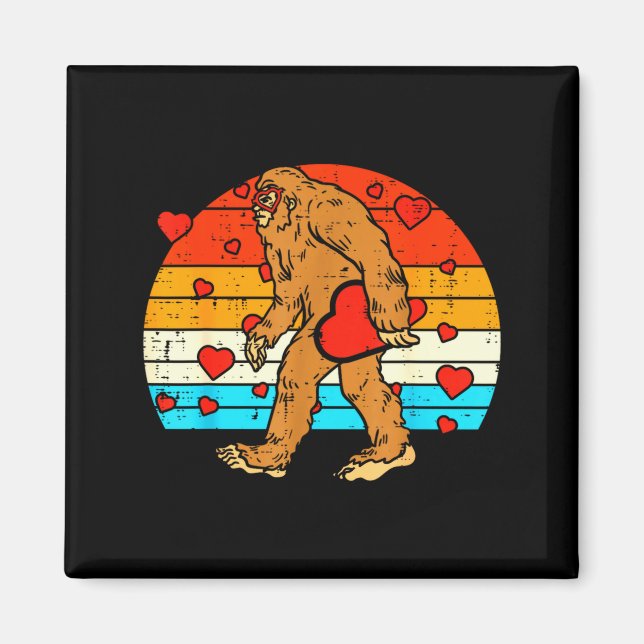 Imán Bigfoot Sasquatch Retro Heart Funny Valentines Day (Frente)