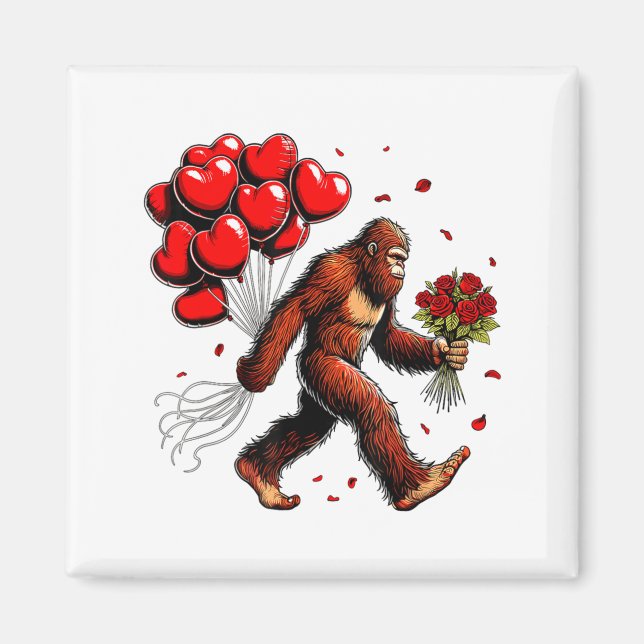 Imán Bigfoot Valentines Day Funny Sasquatch Hearts Love (Frente)
