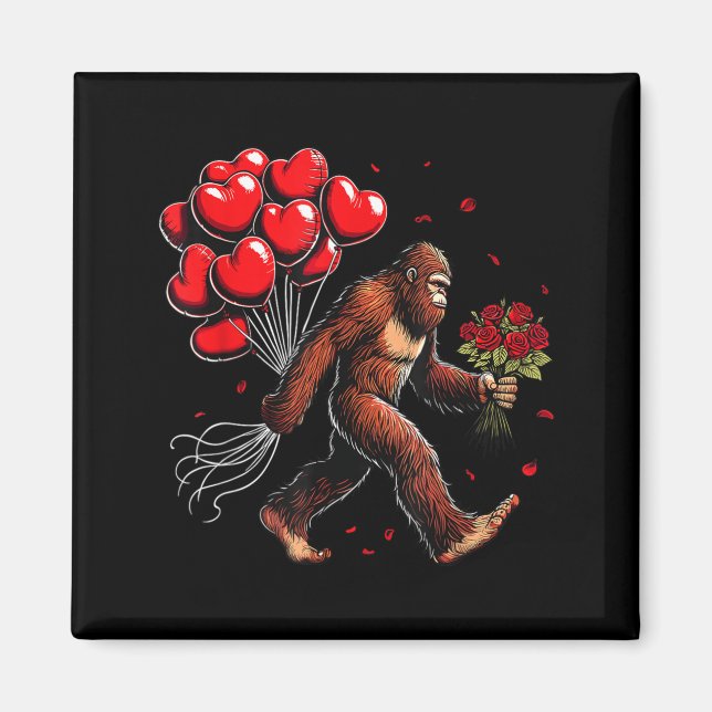Imán Bigfoot Valentines Day Funny Sasquatch Hearts Love (Frente)