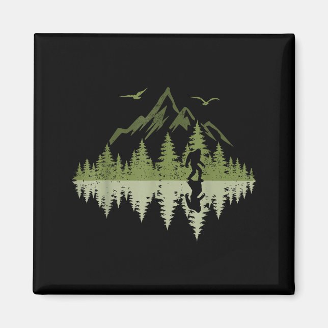 Imán Bigfoot Walking Forest Sasquatch Woods Parks Men W (Frente)