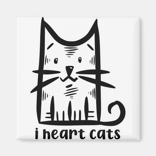 Imán Bigotes Gato, amo a los gatos (Frente)