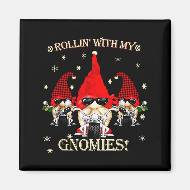 Imán Biker Christmas Gnomes Biker Garden Christmas Gnom (Frente)