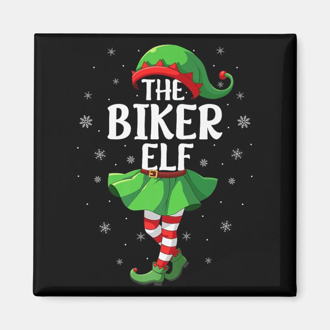 Imán Biker Elf Christmas Girls Women Elf Squad Xmas Fam (Frente)