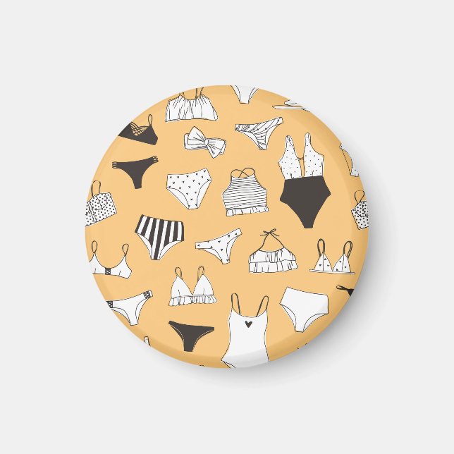 Imán Bikini tropical: Patrón de verano dibujado a mano (Frente)