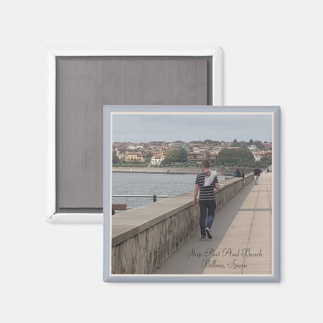 Imán Bilbao España | Turista caminando alrededor del pu (Anverso/Reverso)