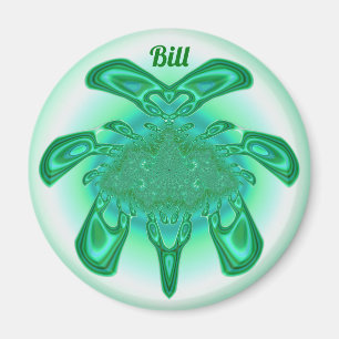 Imán BILL ~ Tonos verdes, blancos ~ Diseño sorprendente