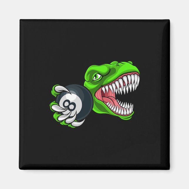 Imán Billar divertido T-rex Arte Billar Jugando Pool P (Frente)