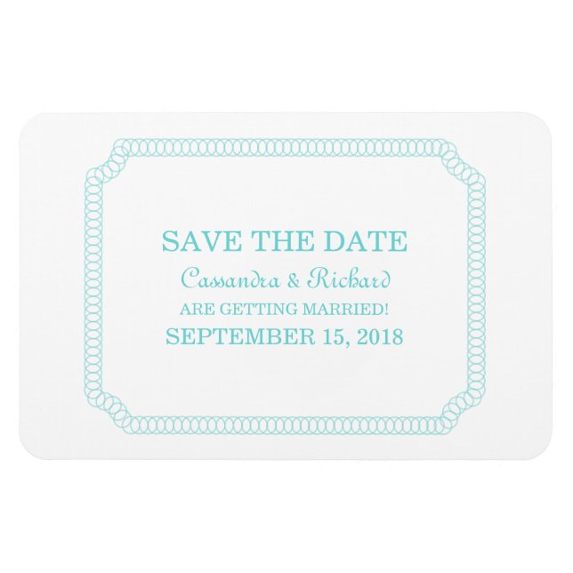 Imán Billete circundado en Aqua Save the Date Magnet (Horizontal)