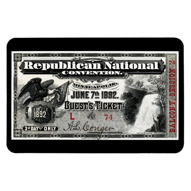 Imán Billete de la Convención Republicana de 1892 (Horizontal)