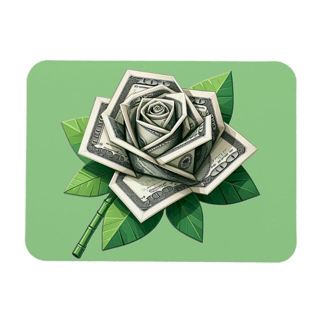 Imán billetes de cien dólares arte de origami rosa (Horizontal)