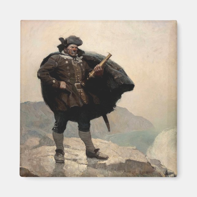 Imán Billy Bones, Treasure Island, por N. C. Wyeth (Frente)