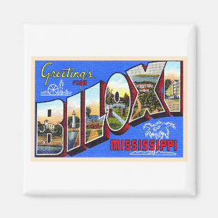 Imán Biloxi Mississippi Vintage Carta grande postal