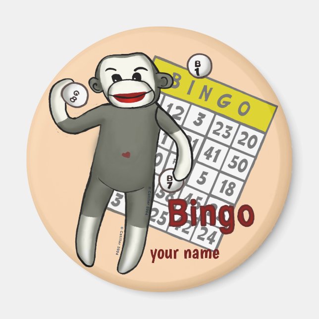 Imán Bingo de Mono de Calcetín  (Frente)