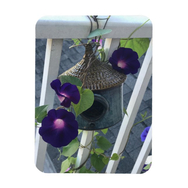 Imán Birdhouse With Morning Glories Magnet (Vertical)