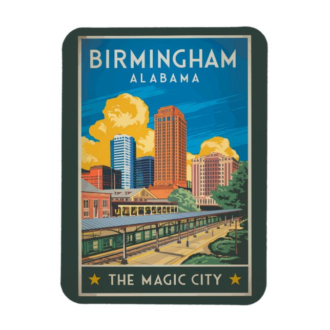 Imán Birmingham Alabama Viajes Arte Vintage (Vertical)