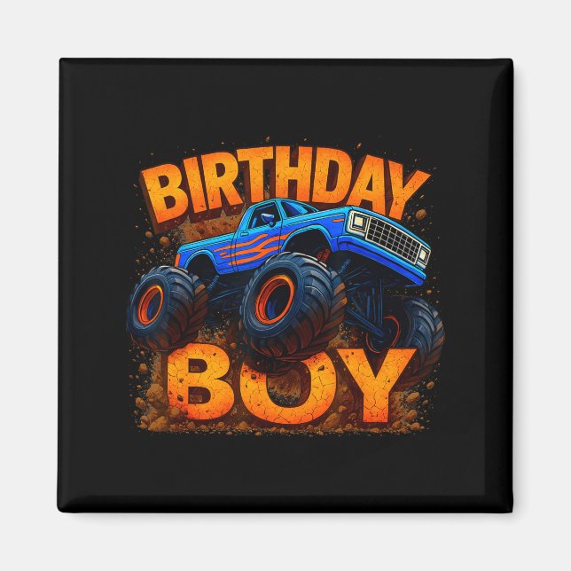 Imán Birthday Boy Monster Truck Funny Family Matching  (Frente)
