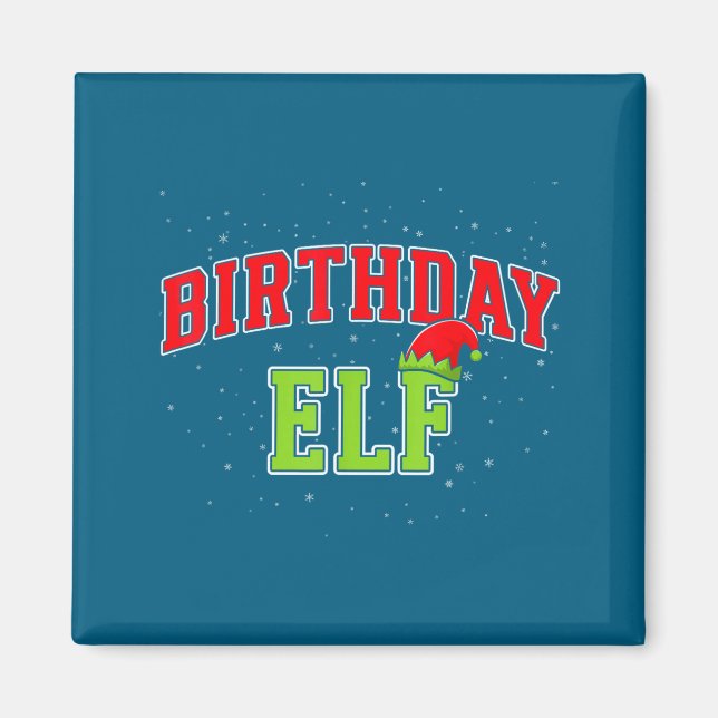 Imán Birthday Elf Christmas Family Matching Group Xmas  (Frente)