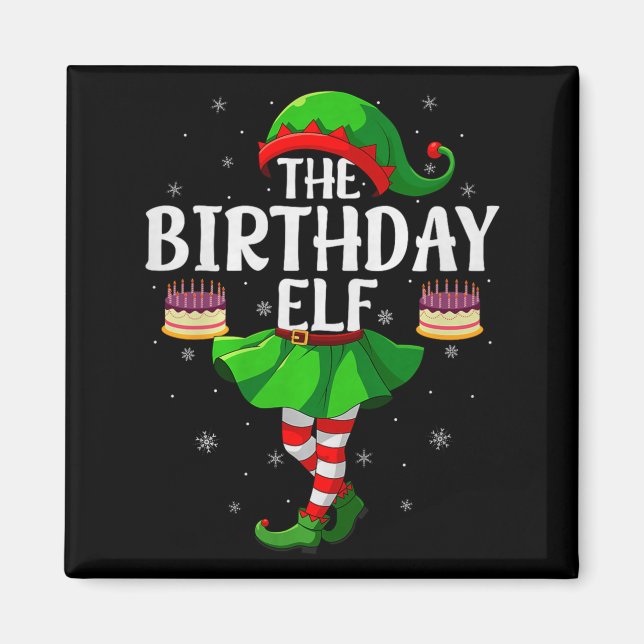 Imán Birthday Elf Christmas Girls Women Elf Squad Xmas  (Frente)