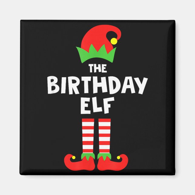 Imán Birthday Elf Matching Group Family Holiday Christm (Frente)