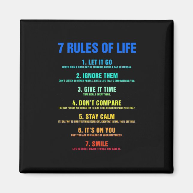 Imán Birthday Gift 7 Rules Of Life (Frente)