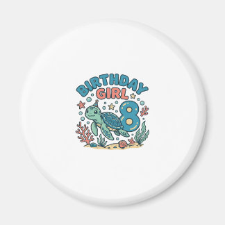 Imán Birthday Girl Sea Turtle 8th Birthday Shirt Design