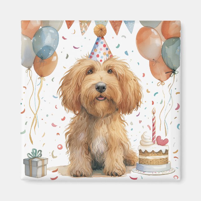 Imán Birthday Goldendoodle Dog (Frente)