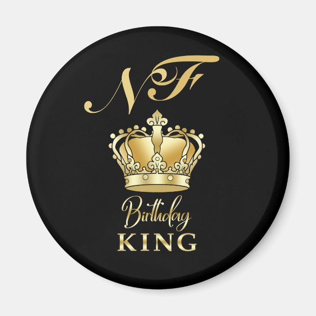 Imán Birthday King Gold Crown Royal Monogram Luxury (Frente)