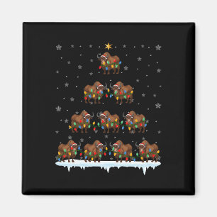 Imán Bison Animal Santa Hat Ugly Christmas Tree Light