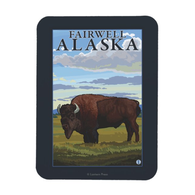 Imán Bison Scene - Fairwell, Alaska (Vertical)