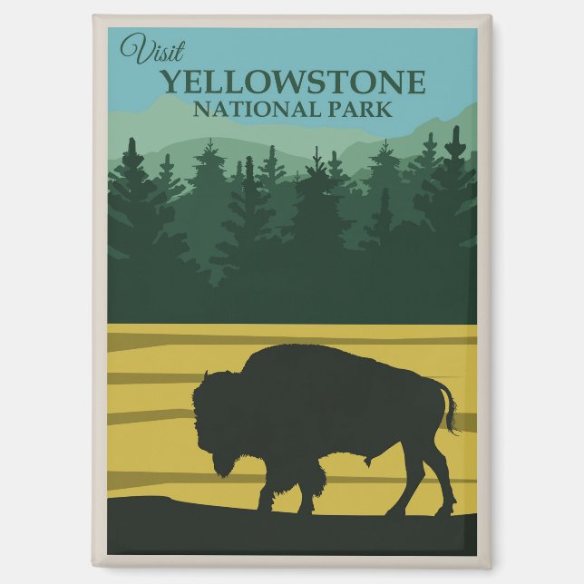 Imán Bisonte Búfalo Antiguo Parque Nacional Yellowstone (Anverso)