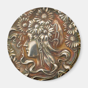 Imán Bisutería de plata de señora Art Nouveau Vintage