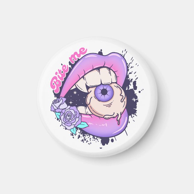 Imán Bite Me Pink Halloween Litros (Frente)