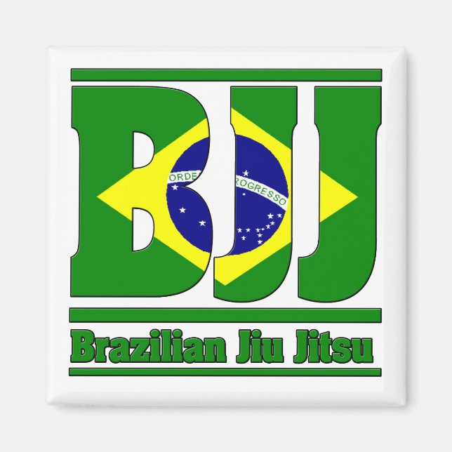 Imán BJJ Bandera brasileña de Jiu Jitsu MMA (Frente)