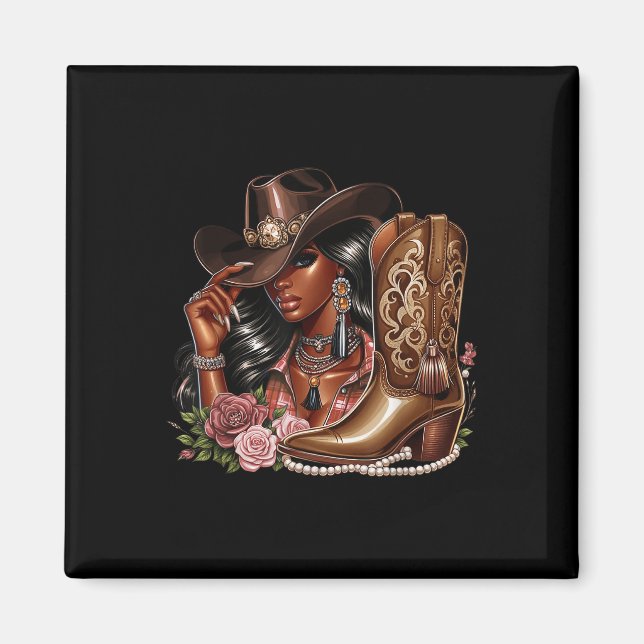 Imán Black African American Cowgirl Western Country Tex (Frente)
