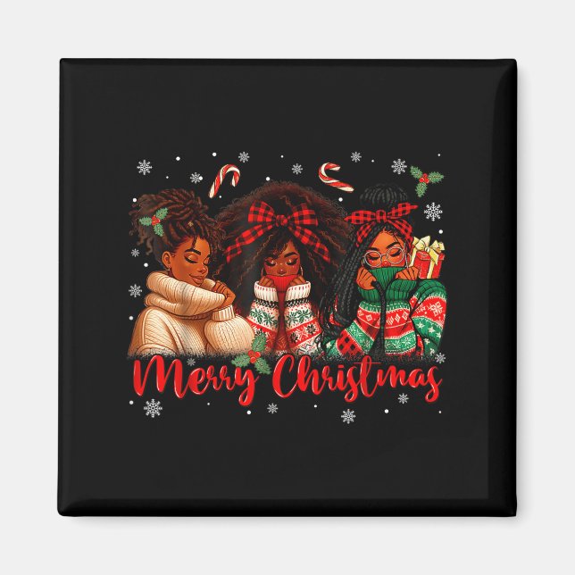 Imán Black African Girl American Melanin Christmas Sant (Frente)