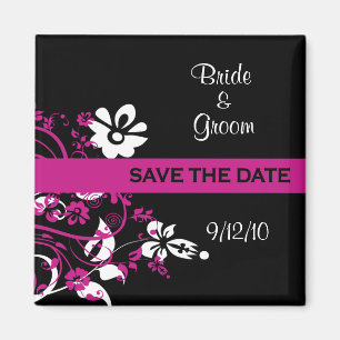 Imán Black and Fuschia Save the Date Magnets