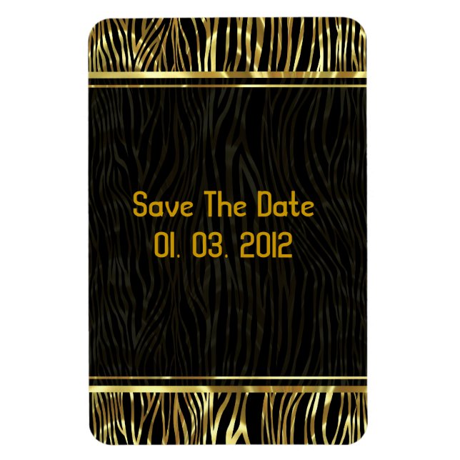 Imán Black And Gold Animal Print  Zebra Pattern (Vertical)