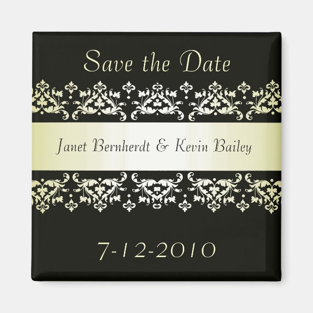 Imán Black and Gold Save the Date imnet (Frente)