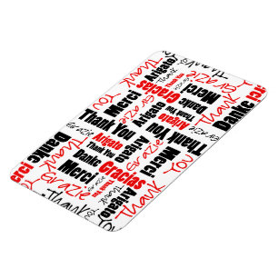 Imán Black and Red Gracias Word Cloud