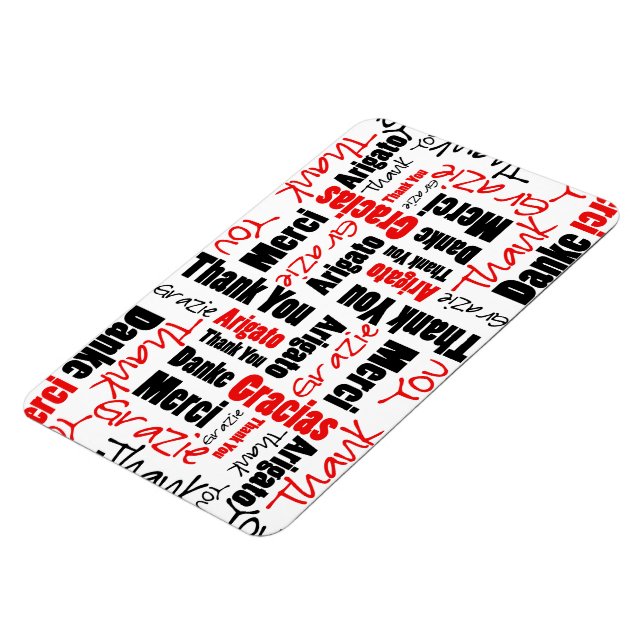 Imán Black and Red Gracias Word Cloud (Lado Izquierdo)
