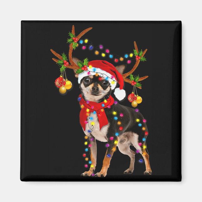 Imán Black And Tan Chihuahua Gorgeous Reindeer Christma (Frente)