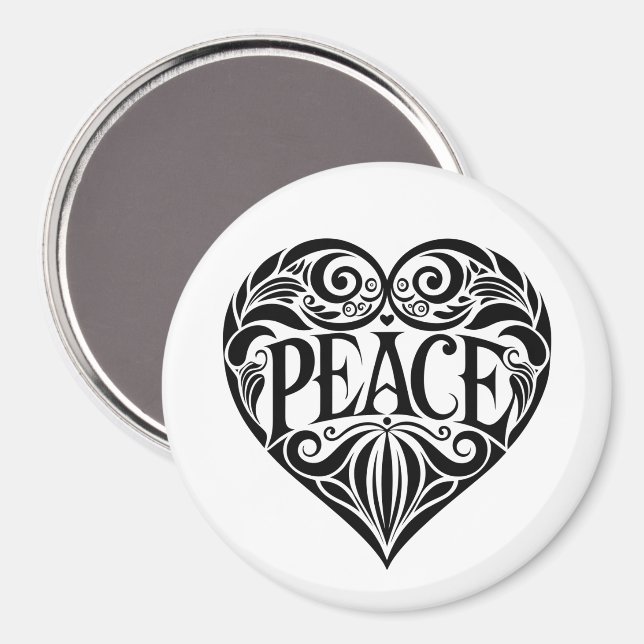IMÁN BLACK AND WHITE PEACE HEART (Anverso/Reverso)